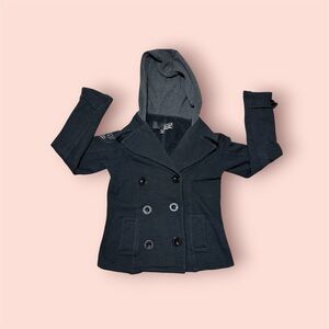 Fox Racing Women’s Hoodie Peacoat Jacket Black Double Breasted Moto Style Small